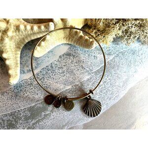 Alex and Ani Seashell Shell Beach Charm Gold Bangle Bracelet